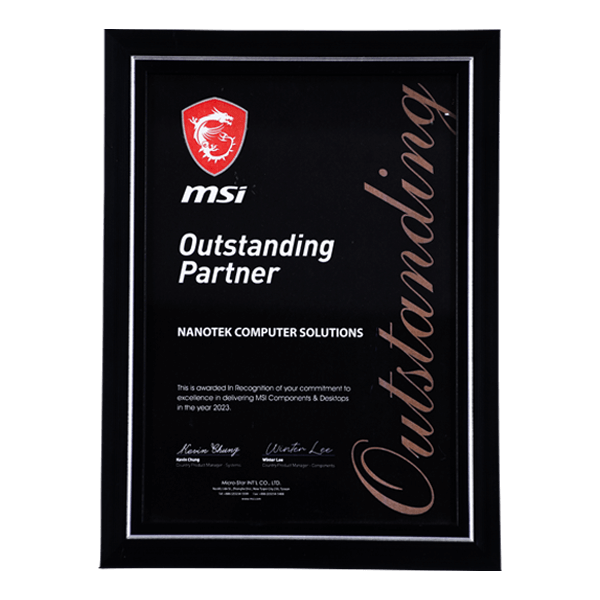 MSI Outstanding Partner of PC Components & Desktop 2023